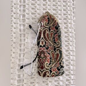 French Vintage TAPESTRY Eye Glasses Case retro holder late 1950s 1960s